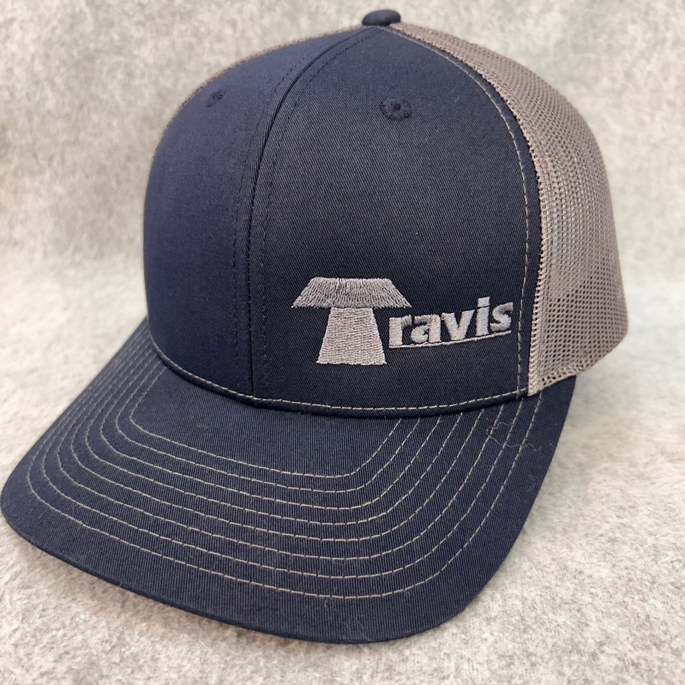 Travis Logo Mens Navy Grey Richardson Trucker Hat Style 112 Snapback Cap OSFA